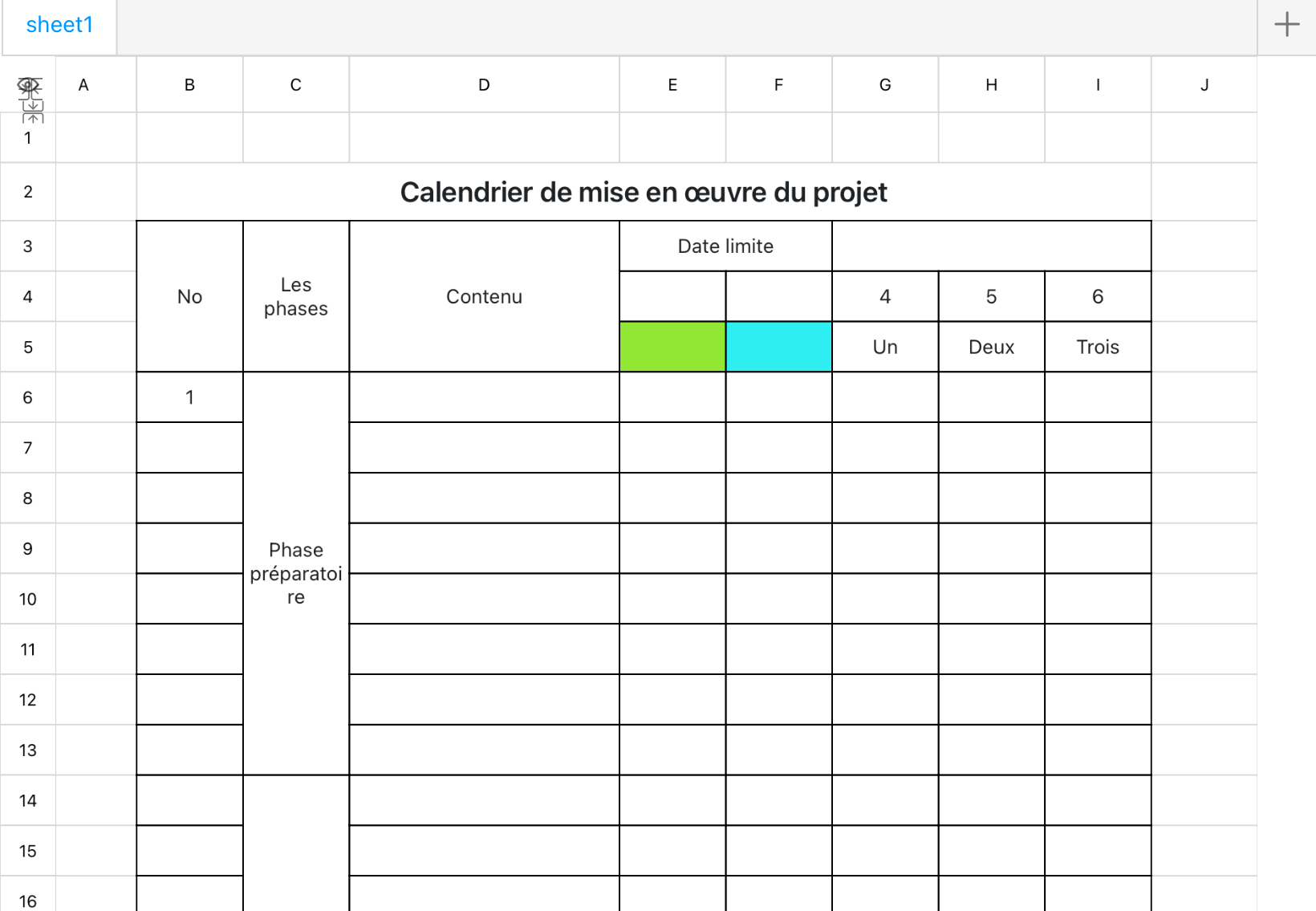 Calendrier de mise en œuvre du projet
